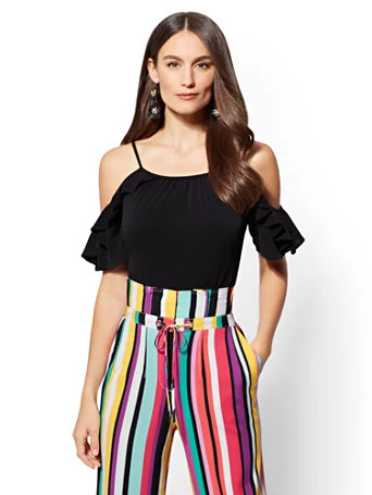 7th Avenue - Ruffled Cold-Shoulder Top | New York & Company