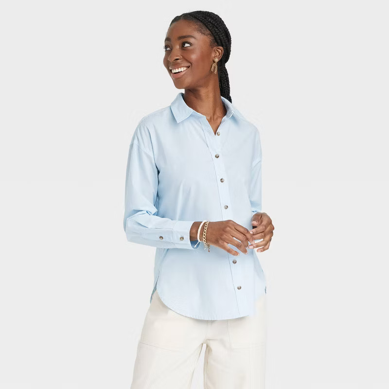Women's Oversized Long Sleeve Button-Down Shirt - Universal Thread™ | Target