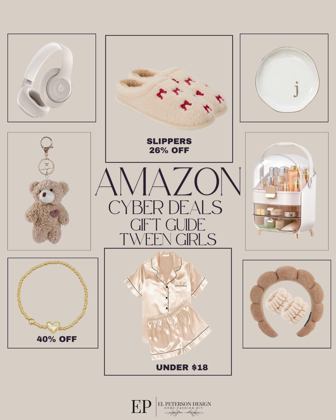 Amazon
Cyber Monday Deals 
Gift Guide for Tween Girls
Headphones
Bracelet
Keychain
Headband
Pjs
Slippers
Makeup holder 

#LTKGiftGuide #LTKFindsUnder50 #LTKCyberWeek