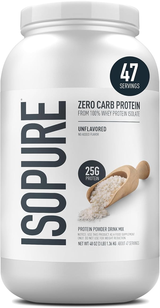 Isopure Zero Carb 100% Pure Whey Isolate Protein Powder, Lactose Free, Gluten Free, With Vitamins... | Amazon (US)