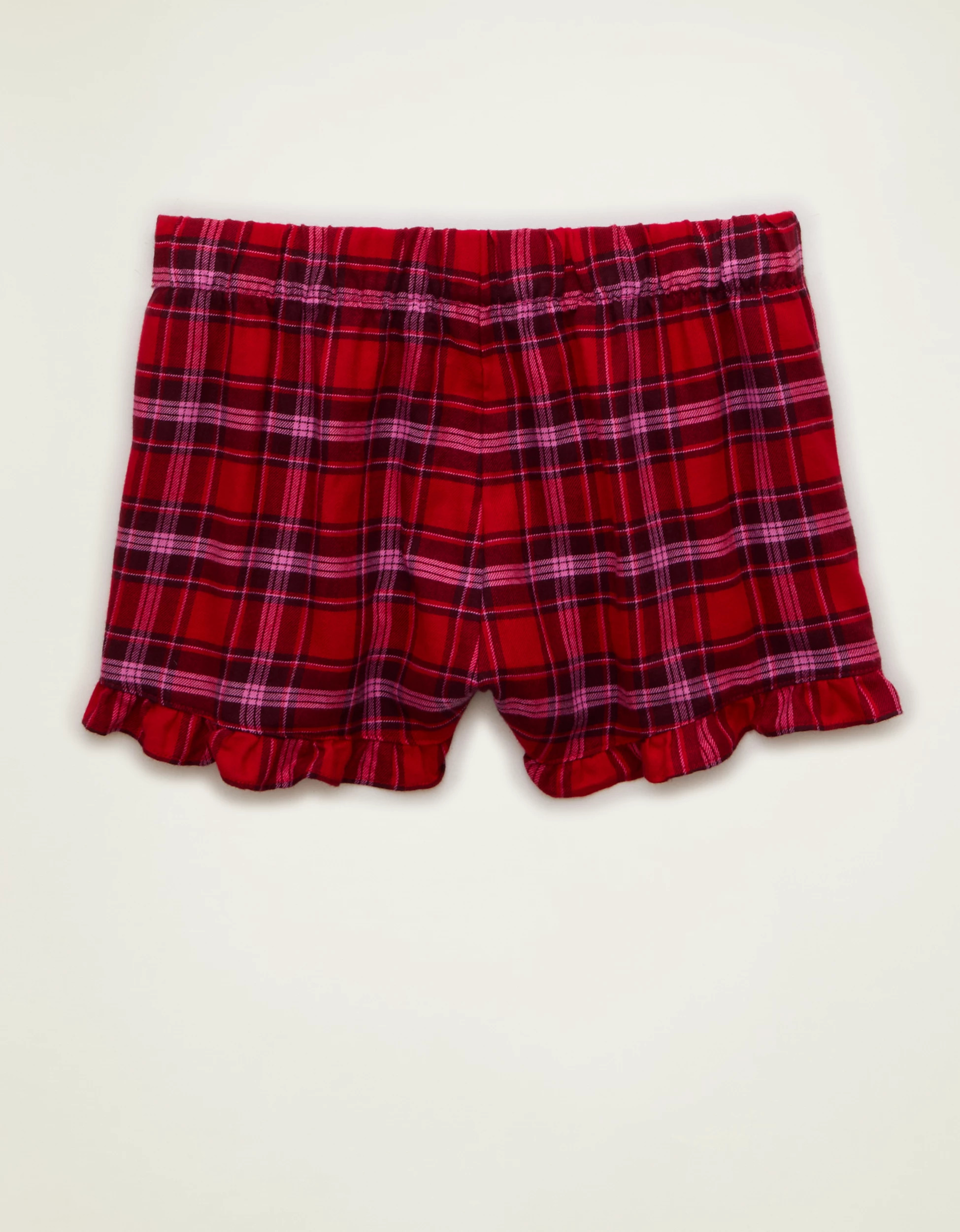 AE Ruffle Flannel Boxer Shorts | American Eagle Outfitters (US & CA)