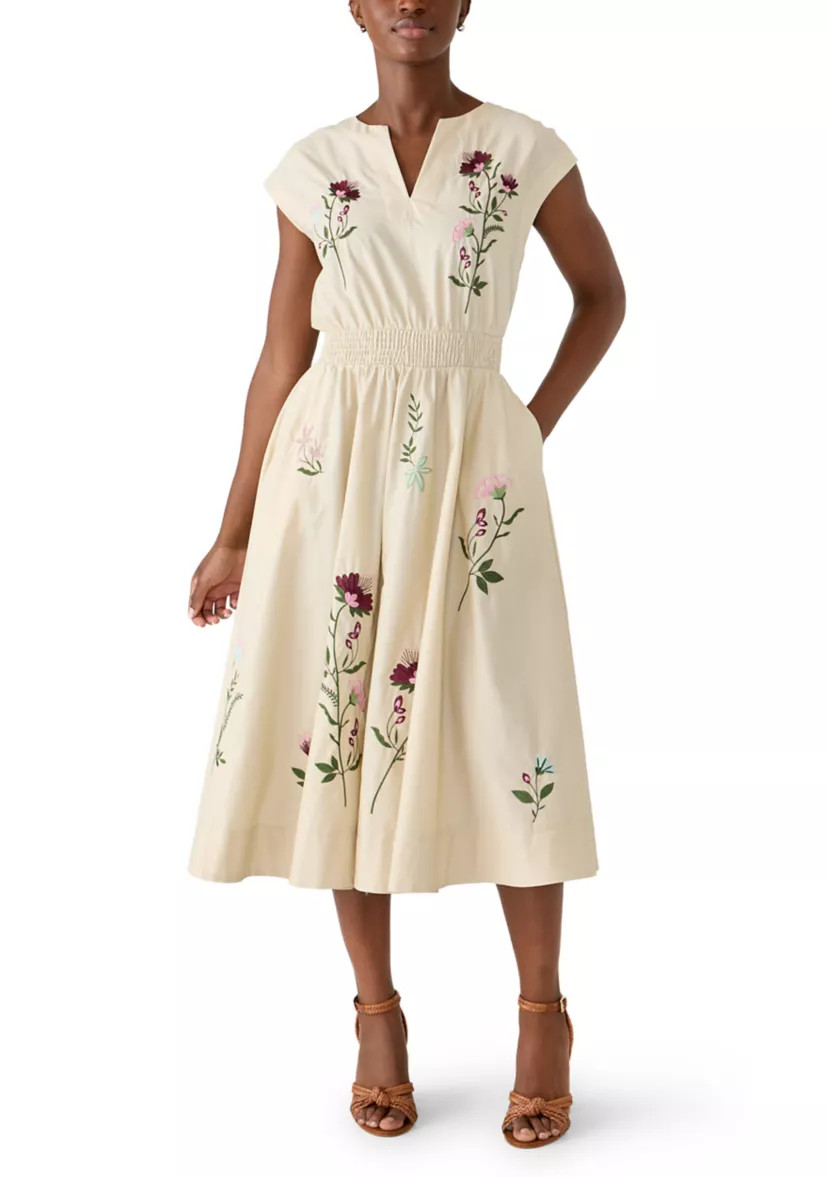 Petite Sleeveless Notch Neck Midi Dress | Belk