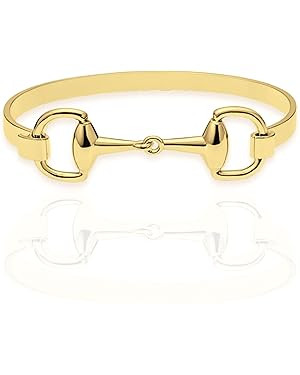 Minimalist Horse Bit Bangles in Silver, 18K Gold, 18K Rose Gold & White Gold Plated – Stackable... | Amazon (US)