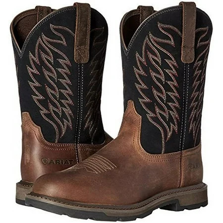ARIAT 10014238: Men s Ariat Groundbreaker Round Toe Work Boot Safety Calf Work Boots Distressed Brown | Walmart (US)