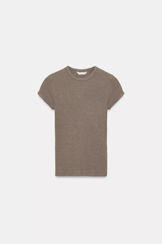 RUSTIC T-SHIRT WITH LINEN BLEND | Zara UK