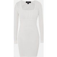 White Rib Ruched Bust Mini Dress | Missguided (US & CA)
