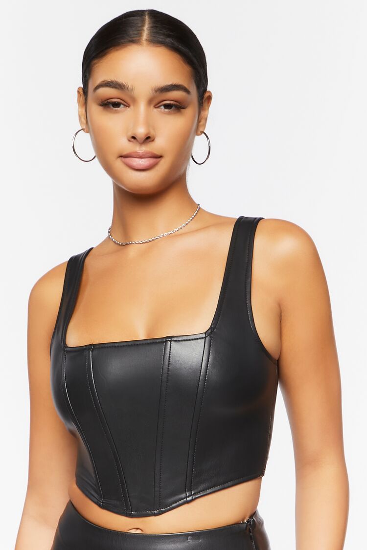 Faux Leather Bustier Crop Top | Forever 21 (US)