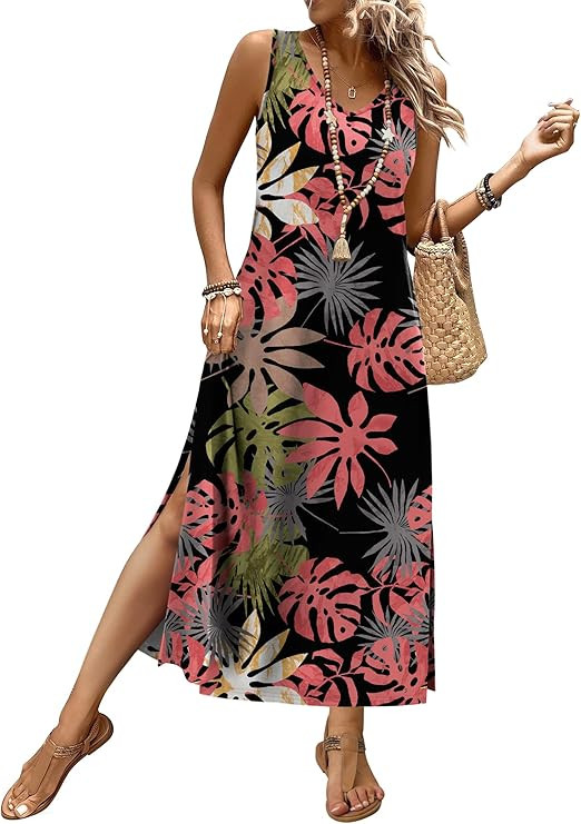 XIEERDUO Maxi Summer Dresses for Women 2026 Beach Vacation Clothes Spring Boho Cruise Sundresses ... | Amazon (US)