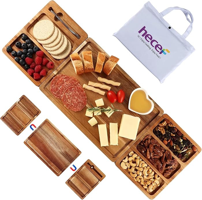 hecef Extra Large Charcuterie Board Set, 3-in-1 Magnetic Acacia Wood Cheese Platter with Storage ... | Amazon (US)