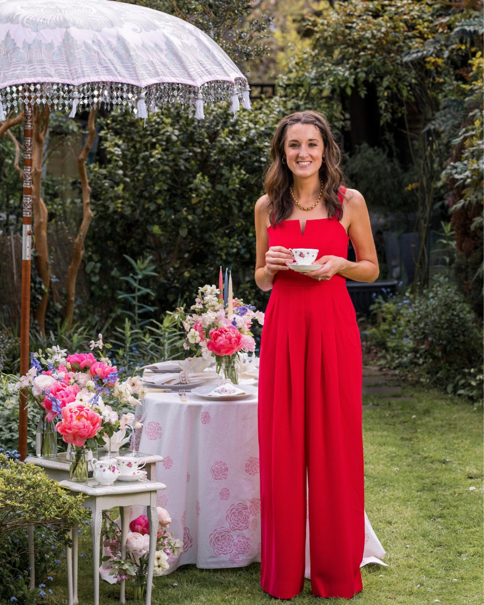 Scarlet jumpsuit for an article for The Daily Telegraph on styling for the Coronation weekend here in England. Styled with chunky gold jewellery.

#LTKstyletip #LTKSeasonal #LTKunder50
