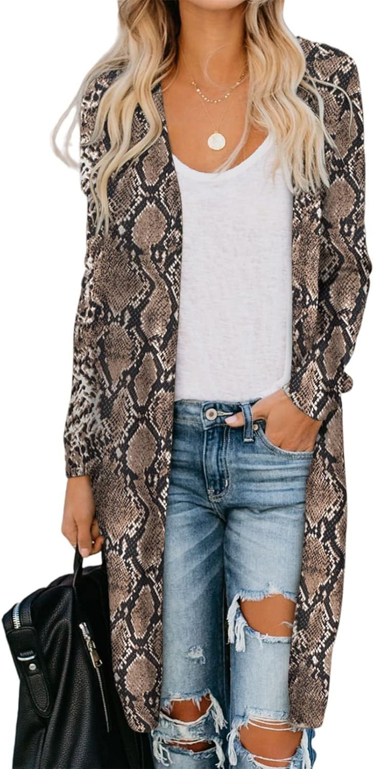 Dokotoo Womens 2023 Fashion Casual Open Front Printed Cardigans Sweaters Thin Coats Jackets Outer... | Amazon (US)