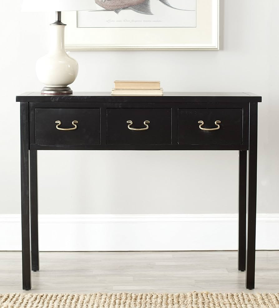 SAFAVIEH Home Collection Cindy Farmhouse Black 3-Drawer Console Table | Amazon (US)