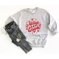 Merry & Bright Christmas Sweatshirt Unisex Holiday Sweater | Etsy (US)