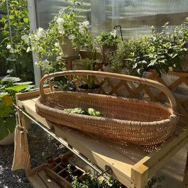 Handled Oval Rattan Basket | Antique Farm House