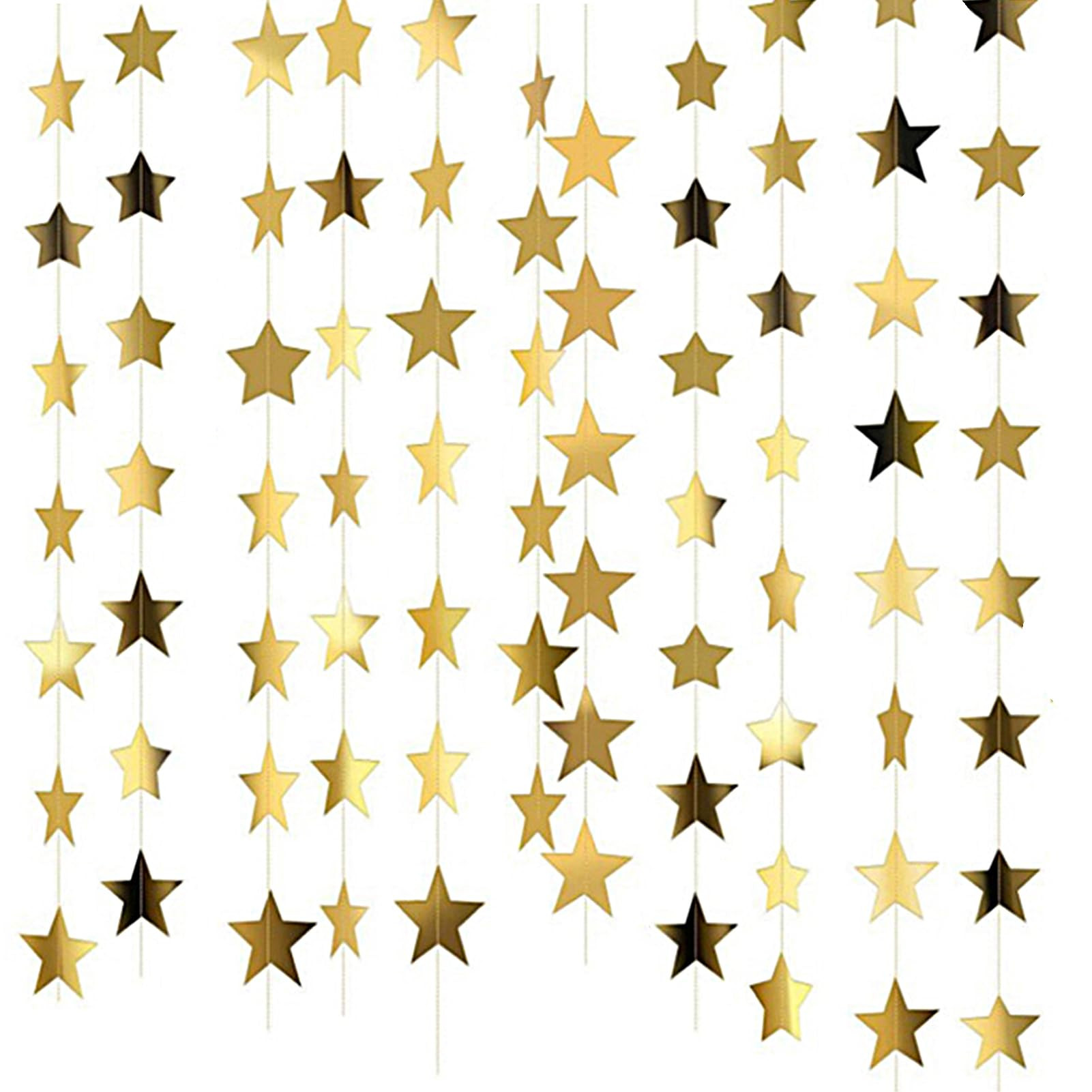 52 Feet Reflective Star Paper Garland, Sparkling Star Bunting Banner Hanging Decoration Twinkle L... | Amazon (UK)