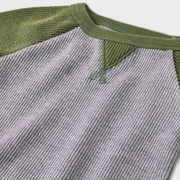 Baby Boys' Dorito Raglan Thermal Long Sleeve Bodysuit - Cat & Jack™ Olive Green/Gray | Target