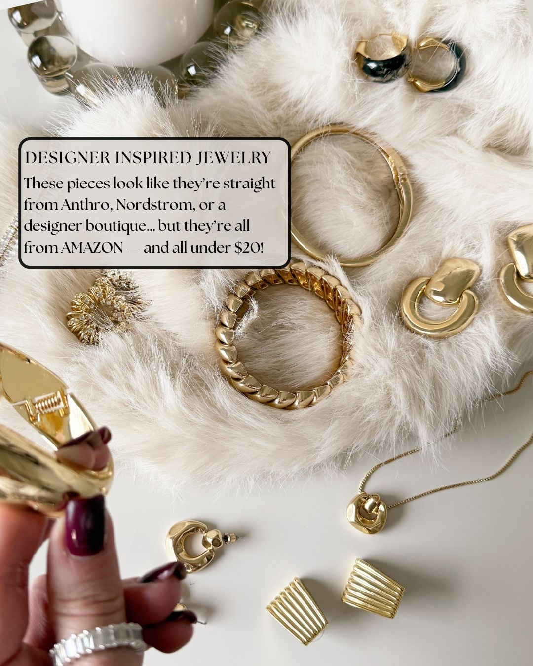 ✨DESIGNER-INSPIRED JEWELRY · LUXE LOOKS UNDER $20✨ These stunning Amazon finds look straight out of a high-end boutique — bold, sculptural, and beautifully made. From chunky gold hoops to classic cuffs, each piece adds the perfect polished touch to any outfit. Affordable luxury you’ll want in every style.

#TheHillaryStyle #Amazon #AmazonFashion #AmazonFinds #AffordableLuxury #DesignerInspiredStyle #LuxuryLookForLess #ChicOnABudget #EverydayStyle #TimelessWardrobe #EffortlessFashion #ElevatedEssentials #ModernClassic #GoldAccessories #HighEndStyleOnABudget 

 #LTKSeasonal #LTKOver40 #LTKStyleTip