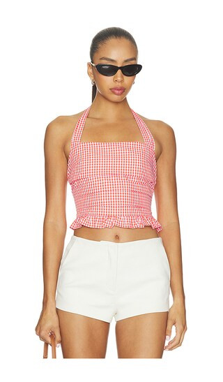 Coraline Top in Coral Red Gingham | Revolve Clothing (Global)