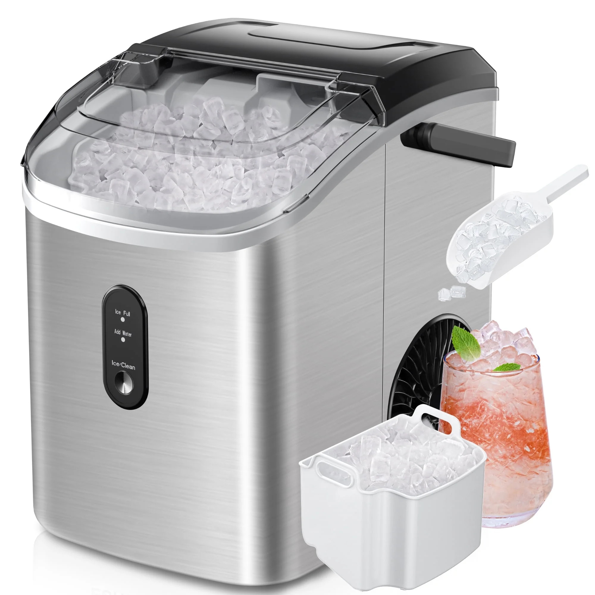 Simzlife Nugget Ice Maker Countertop with Handle, Ready in 6 Mins with Chewable Ice, 34lbs/24H, S... | Walmart (US)