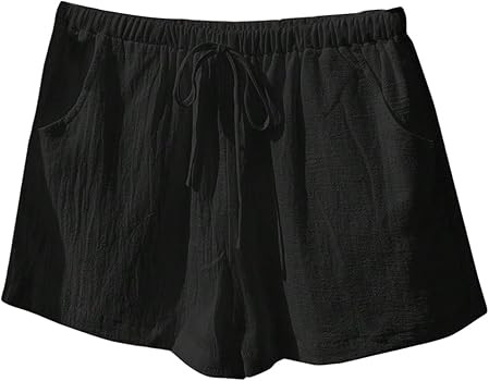 Floerns Women's Elastic Waist Double Layered Linen Shorts Knot Front Casual Loose Shorts | Amazon (US)