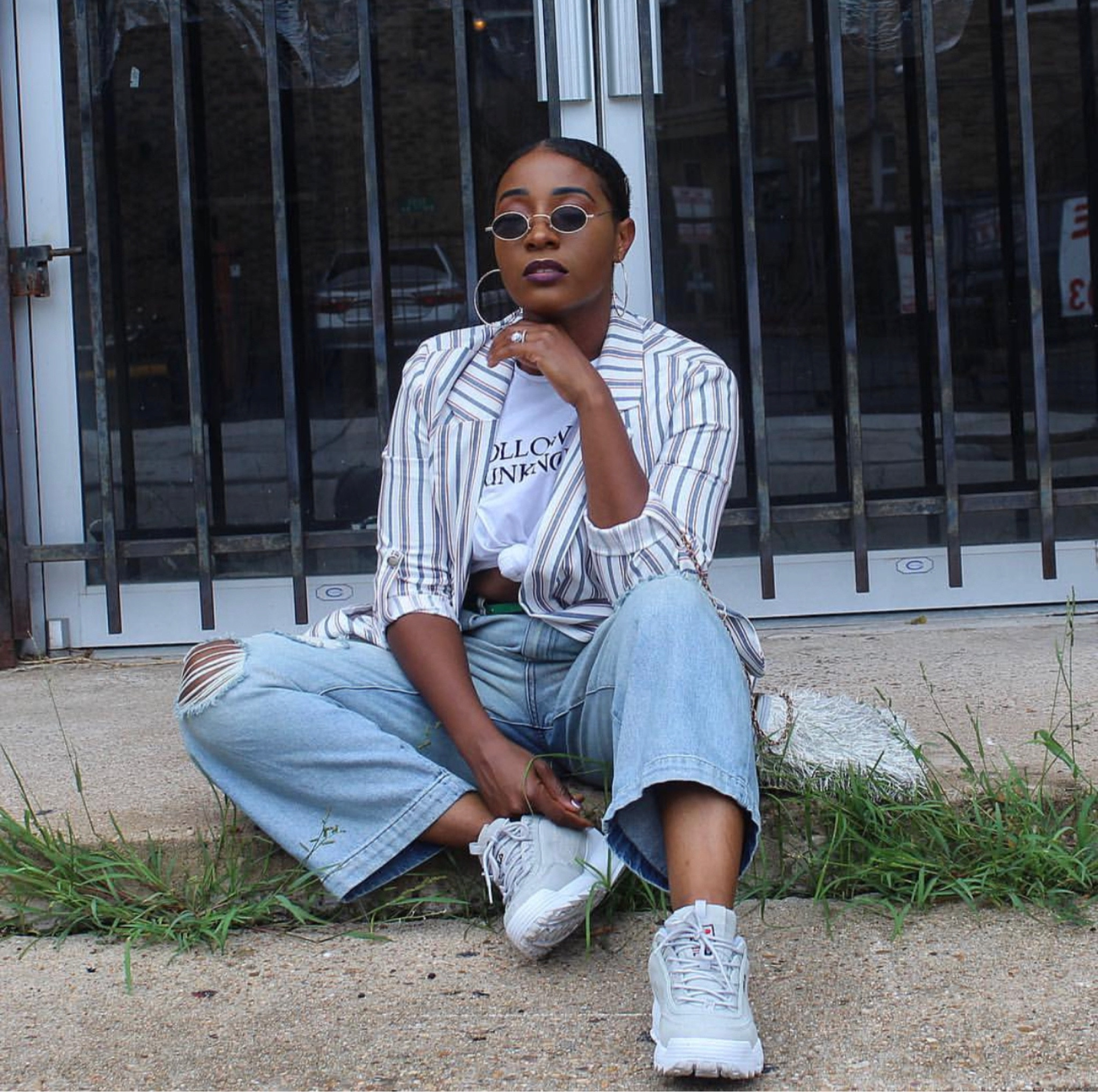 Causal Spring Street Style | loving these wide leg denim culottes | perfect post partum fit (Sidenote: I ripped the jeans myself)

#LTKsalealert #LTKstyletip