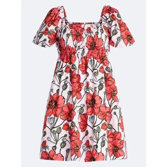Free Assembly Women's and Women's Plus Puff Sleeve Peasant Mini Dress, Sizes XS to 4X | Walmart (US)