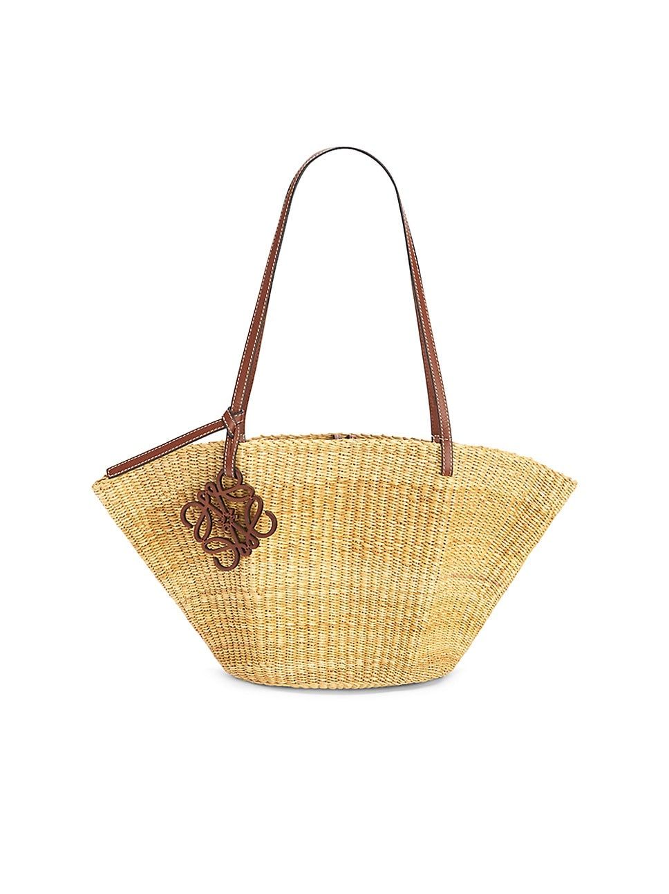 Small Shell Elephant Grass & Leather Basket Bag | Saks Fifth Avenue