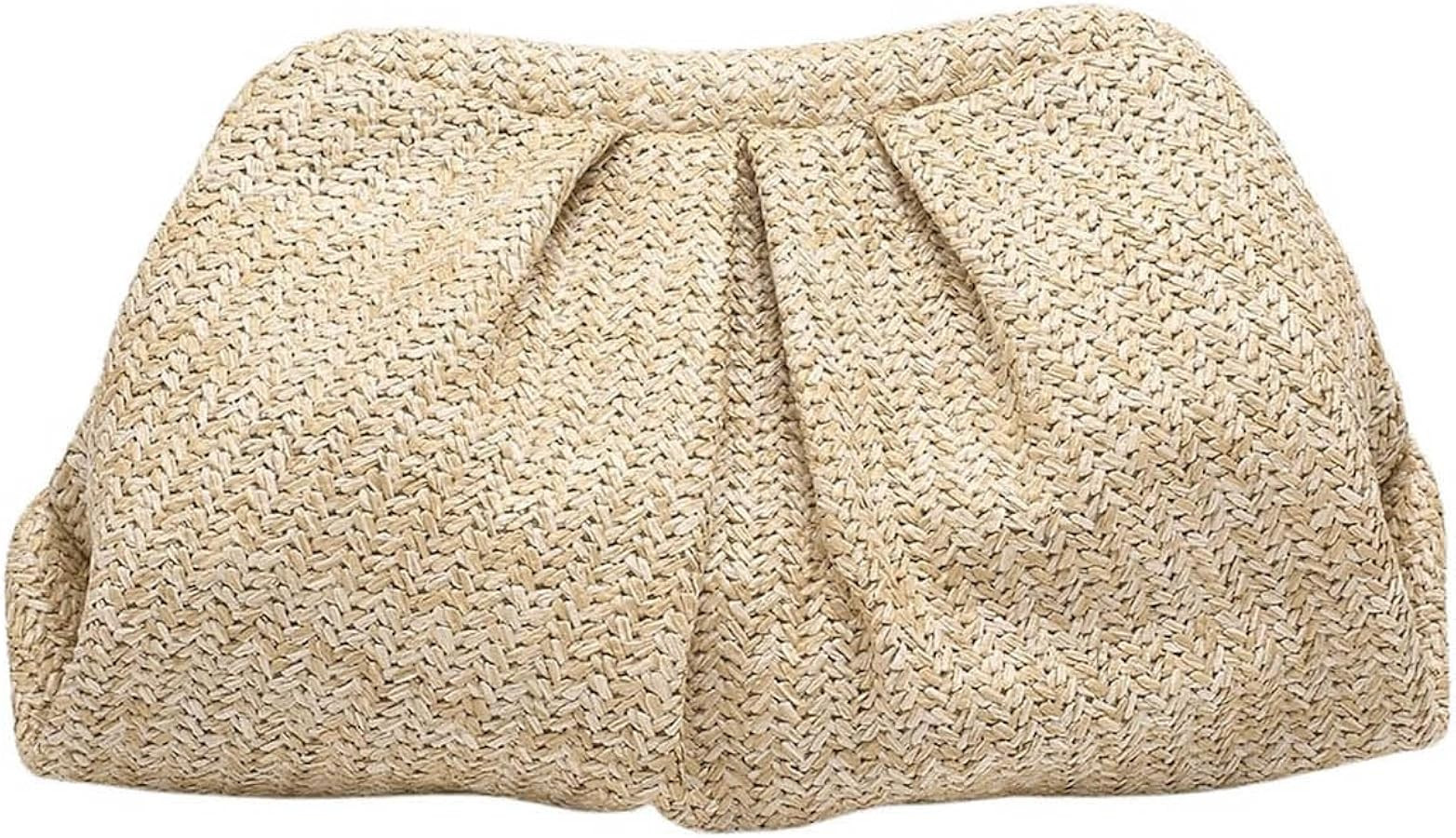 Verdusa Women's Straw Woven Clutch Handbags Ruched Cloud Purse | Amazon (US)