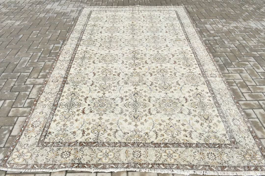 Turkish Rug, Large Carpet, Vintage Rug, Oushak Rug, 74x120 inches Beige Rug, Handwoven Oversize C... | Etsy (US)