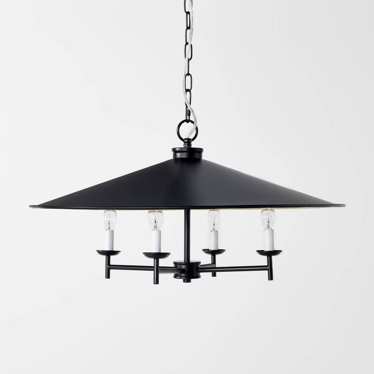 4-Arm Candlestick Chandelier with Large Metal Shade Black - Threshold™ designed with Studio McG... | Target