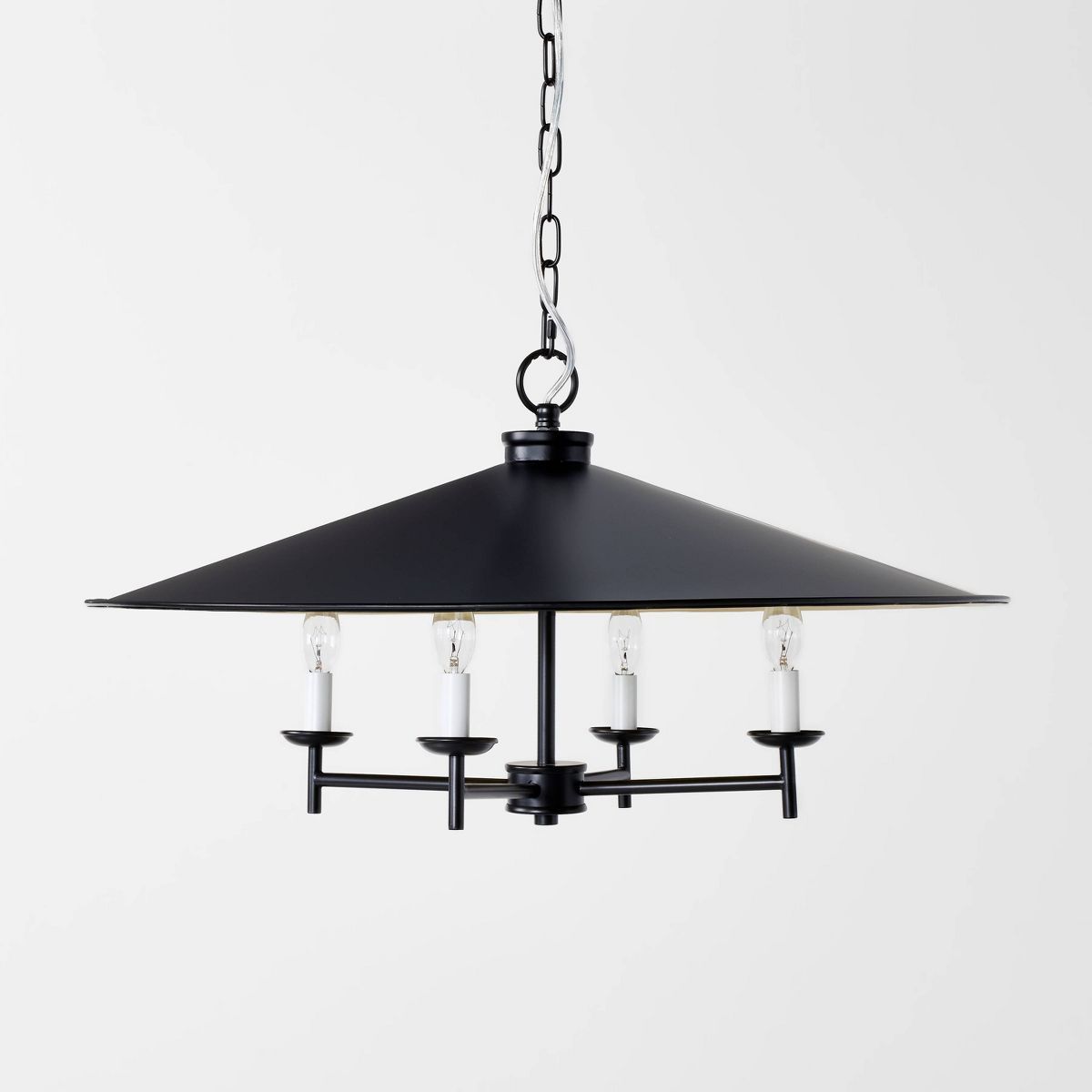 4-Arm Candlestick Chandelier with Large Metal Shade Black - Threshold™ designed with Studio McG... | Target