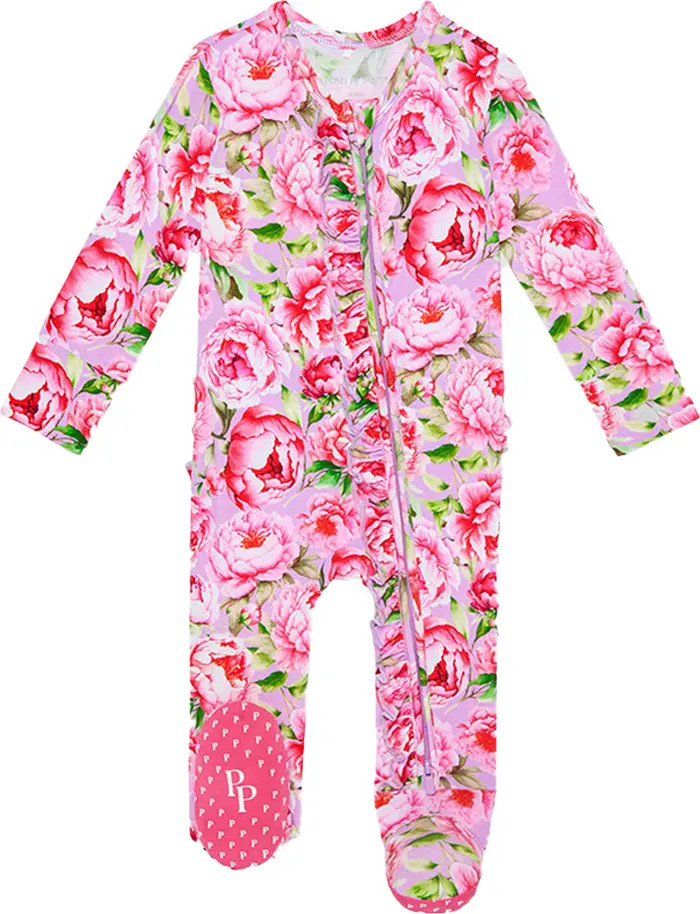 Francoise Peony Print Ruffle Footie | Nordstrom