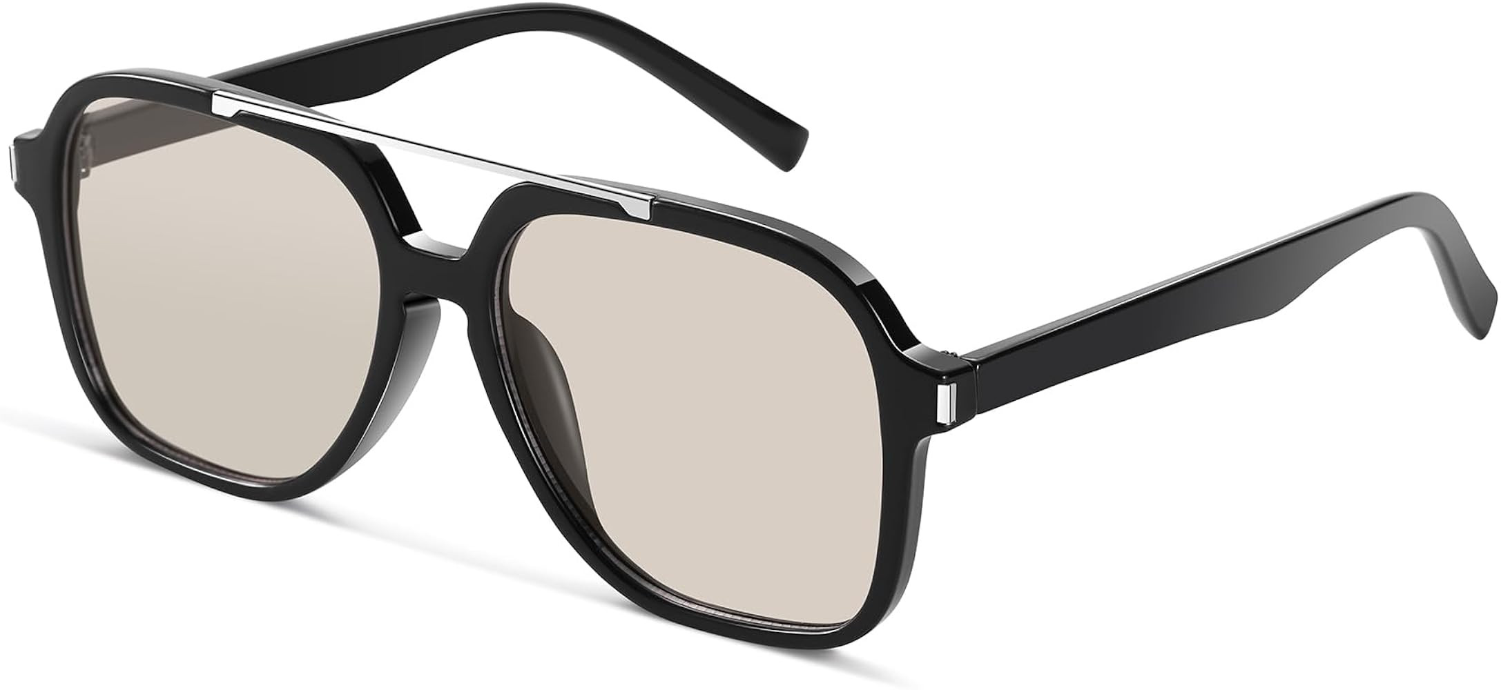 A LONG Trendy Aviator Sunglasses for Women Men Classic 70s Retro Double Bridge Square Pilot Sun g... | Amazon (US)