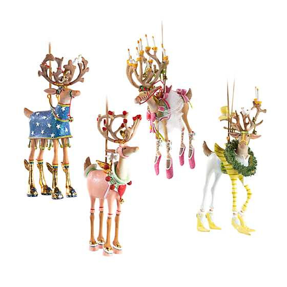 Patience Brewster Dash Away Reindeer Ornament Set-B | MacKenzie-Childs