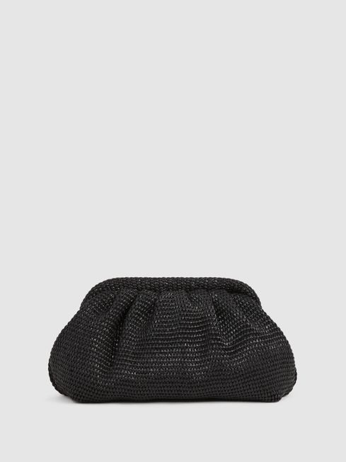 Gia
                Raffia Clutch Bag | Reiss UK