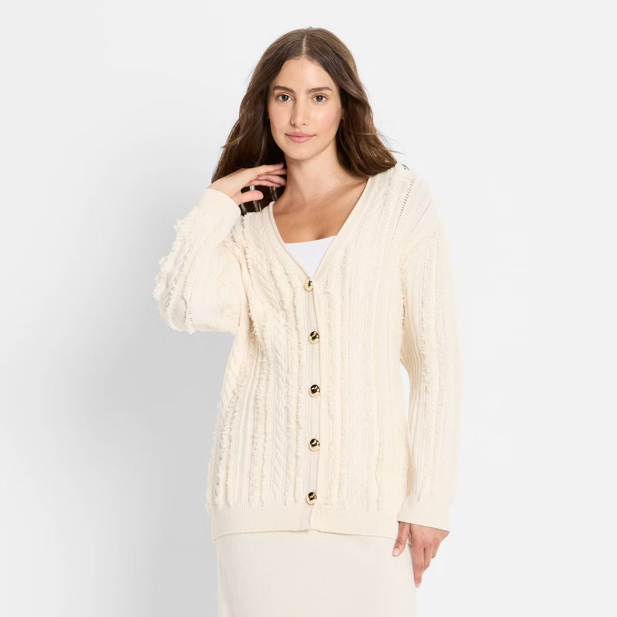 Women's Relaxed Cardigan Sweater - Future Collective Cream XS | Target