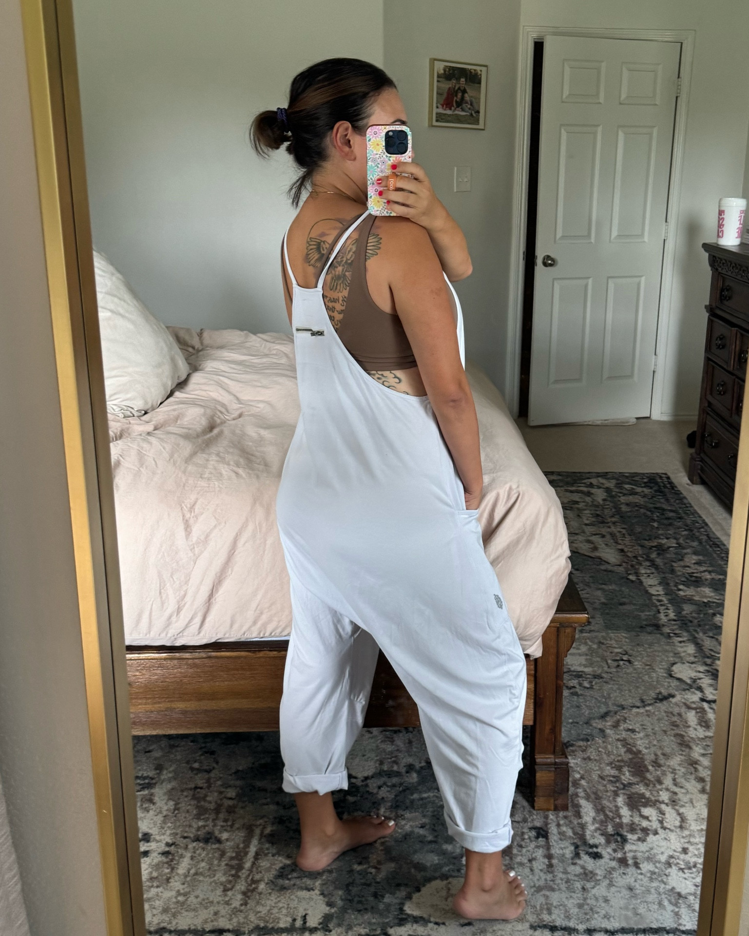 Casual outfit 🫶🏼 wearing a medium in my free people onesie and large in my bra for large chests!! 

#LTKFindsUnder100 #LTKMidsize