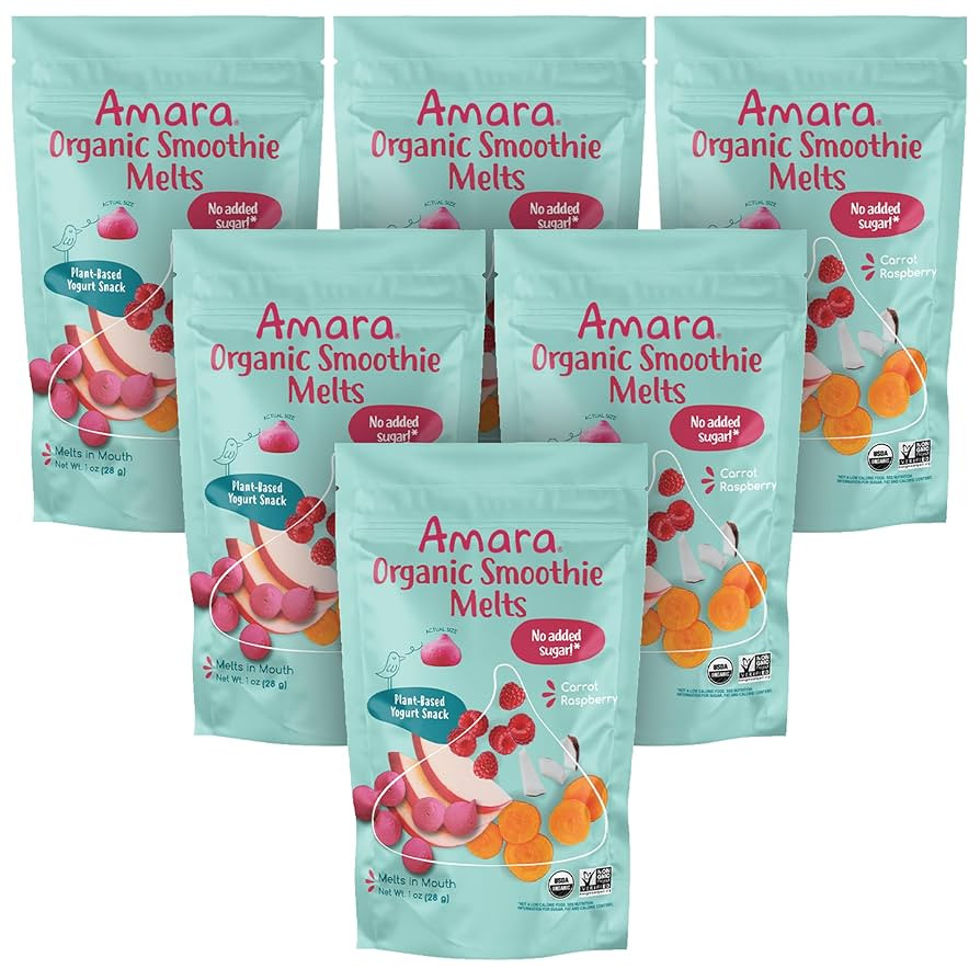 Amara Smoothie Melts - Carrot Raspberry - Baby Snacks Made With Fruits and Vegetables - Healthy T... | Amazon (US)