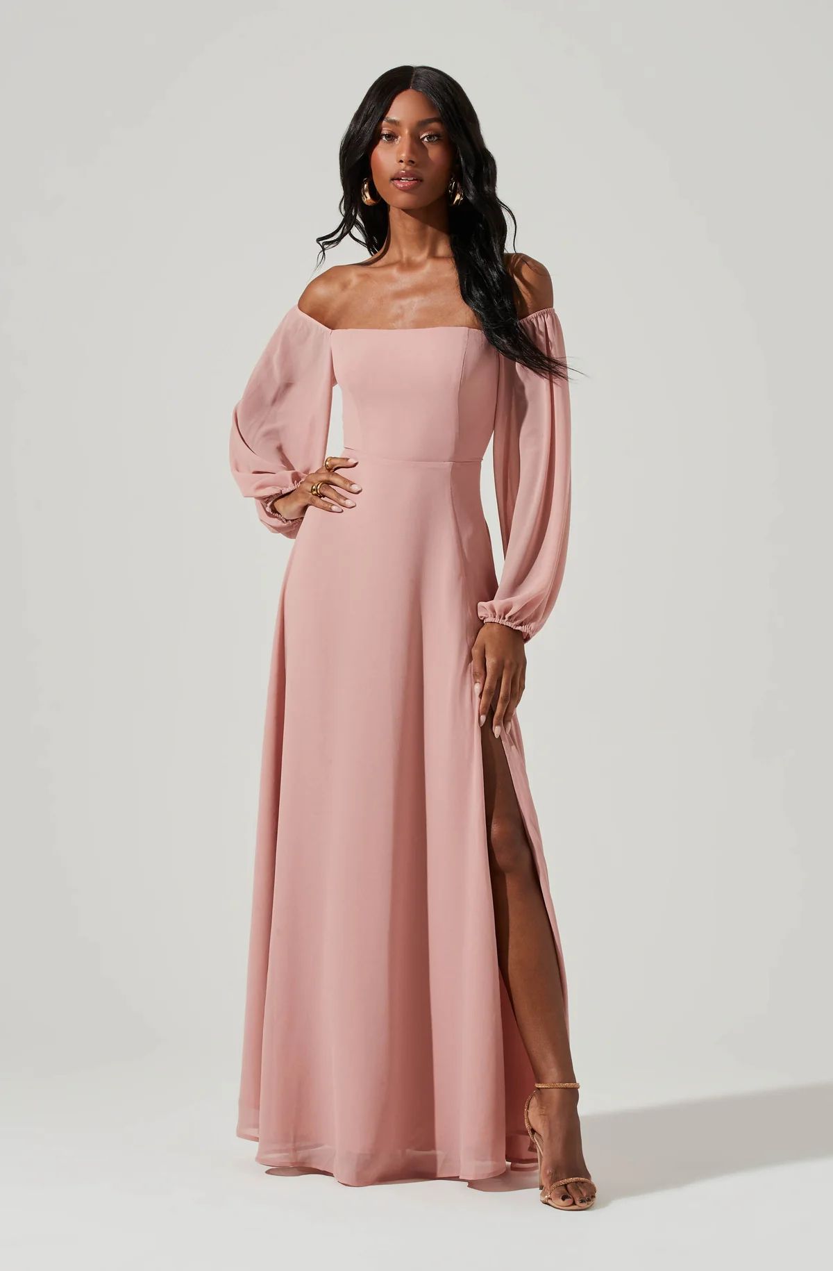 Lucinda Square Neck Long Sleeve Maxi Dress | ASTR The Label (US)
