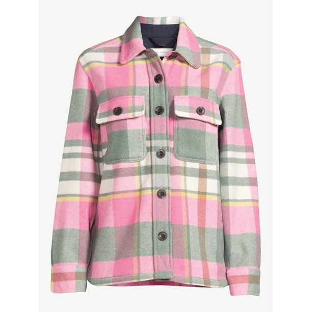 Free Assembly Women's Wool Blend Shirt Jacket - Walmart.com | Walmart (US)