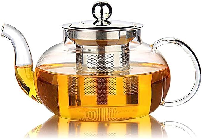 Hiware Glass Teapot with Stainless Steel Infuser & Lid, Borosilicate Glass Tea Pot Stovetop Safe,... | Amazon (US)