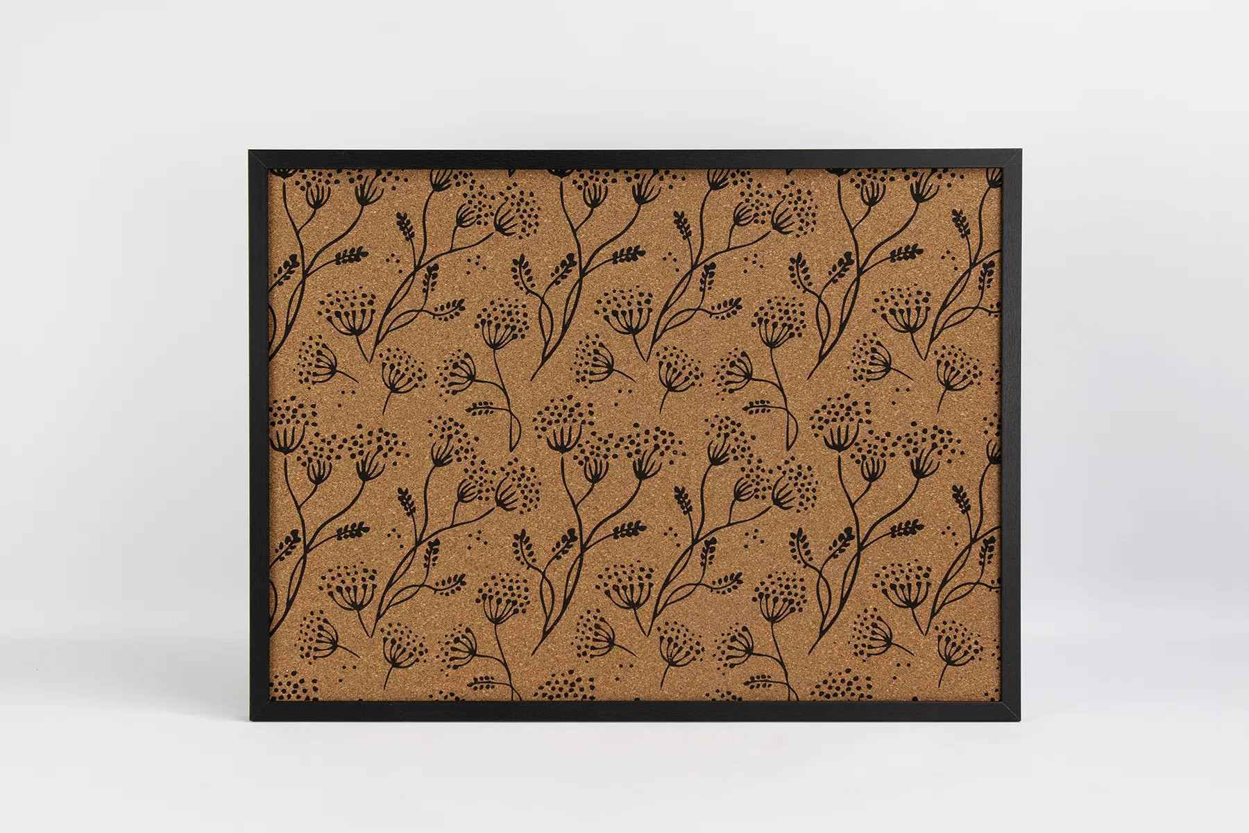 Floral Branch Black Printed Corkboard | Wayfair North America