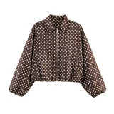 Vmvidoty Womens Polka Dot Cropped Jacket Zip Up 2026 Trendy Casual Fashion Jacket Coat with Pocke... | Walmart (US)