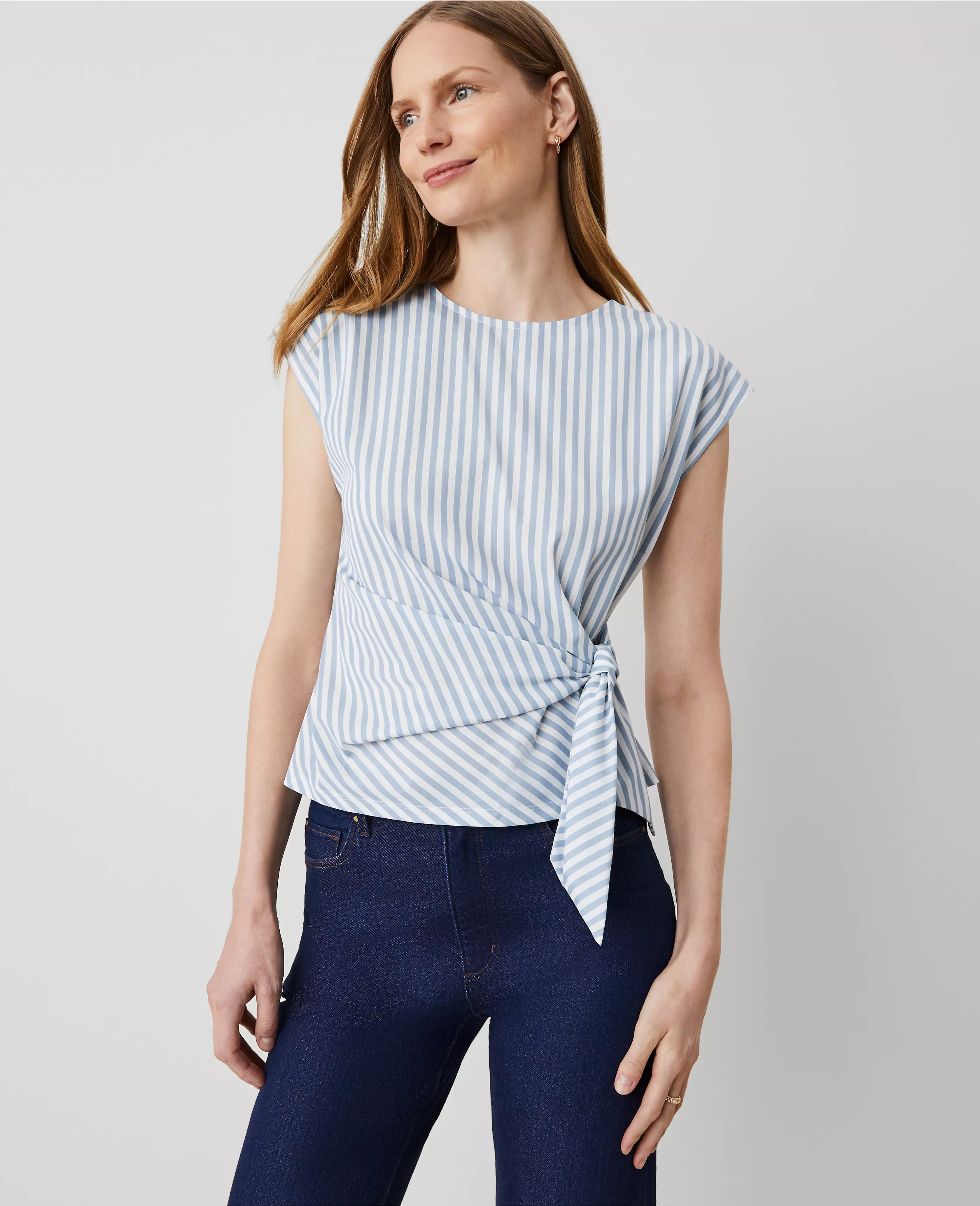 Striped Tie-Waist Tee | Ann Taylor