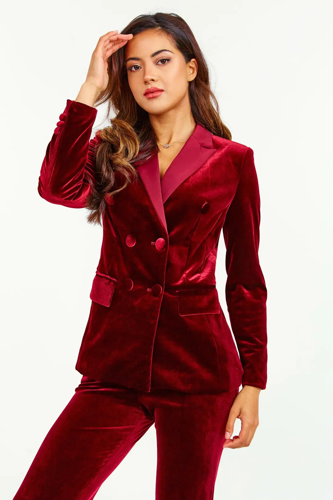 Suits | Evara - Blood Red Velvet 2 Piece Suit | LuvForever Fashion | Debenhams UK