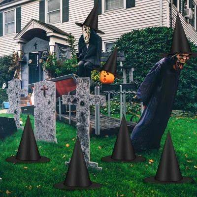 Halloween Indoor/Outdoor/Home/Yard/Porch/Ceiling 12 PCS Hanging Witch Hats - 328 FT Nylon Cord, Black Oxford Fabric, 14" Height (Adult/Kid-Fit) Costum | Wayfair North America
