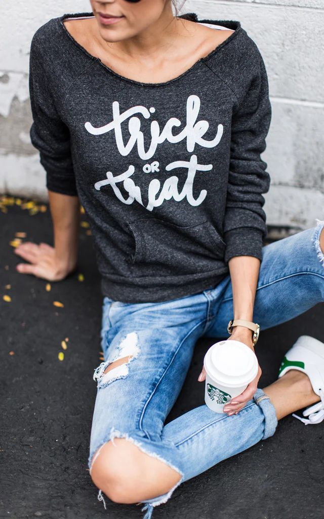 Trick or Treat Eco Black Sweatshirt | Shop Hello Fashion 