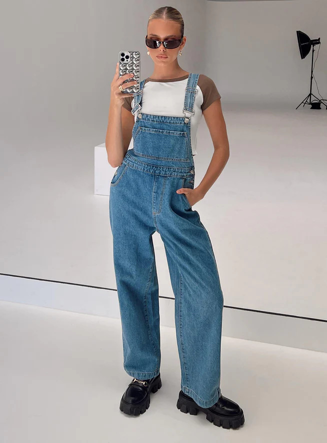 Kacey Long Overalls Denim | Princess Polly US