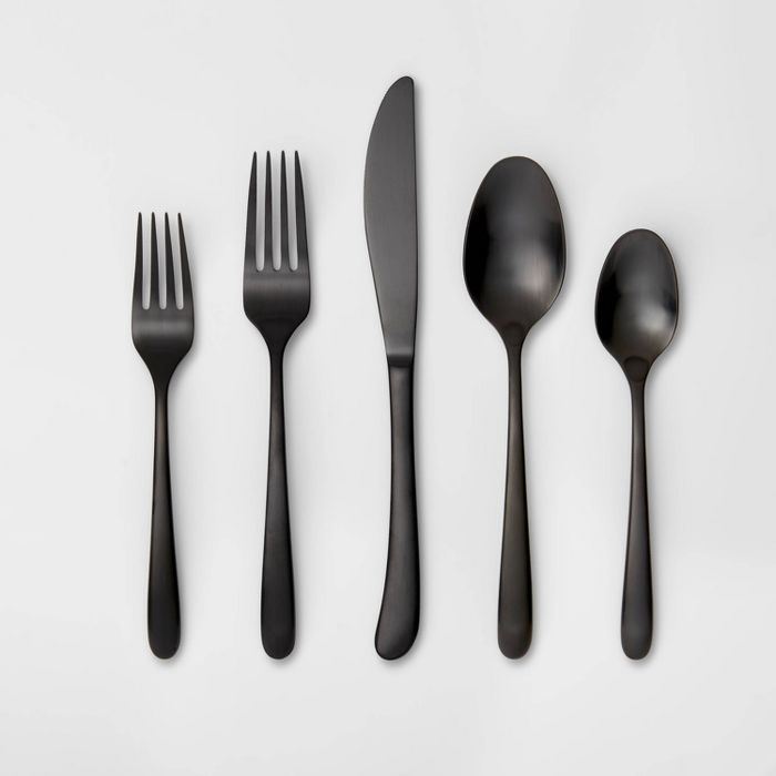 5pc Stainless Steel Kayden Silverware Set Matte Black - Threshold™ | Target