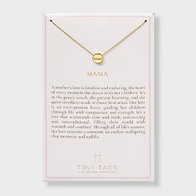 Tiny Tags 14K Gold Ion Plated Mama Slider Circle Pendant Necklace - Gold | Target